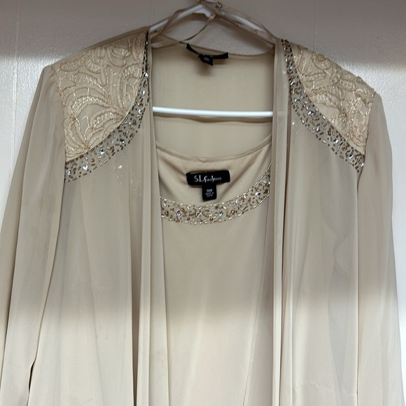 S.L. Fashions from Nordstrom Embellished Tiered Dress with Jacket sz14w - Picture 2 of 13
